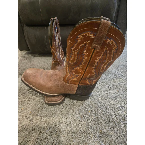 Ariat Steadfast Performance Western Boots Brown & Blue Cowboy Boots Size 10.5 - Picture 1 of 16